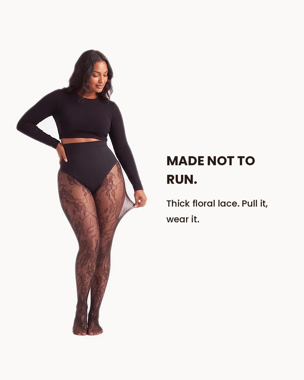 Almond Floral Lace Shaping Tights