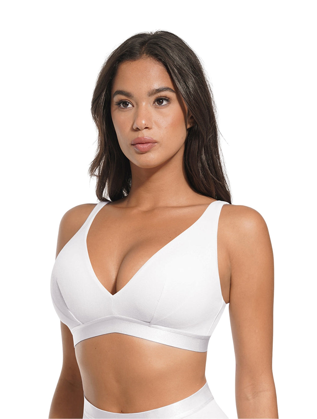Bralette côtelée à décolleté en V profond