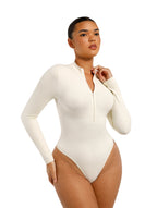 Body zippé à décolleté plongeant en V