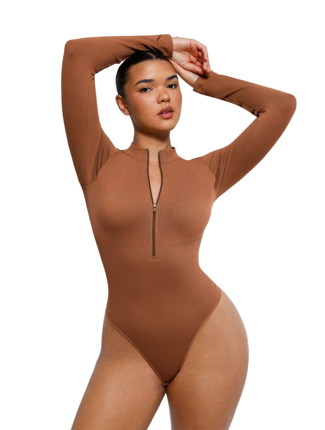 Body zippé à décolleté plongeant en V