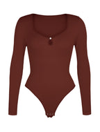 Cut-Out Neckline Thong Bodysuit