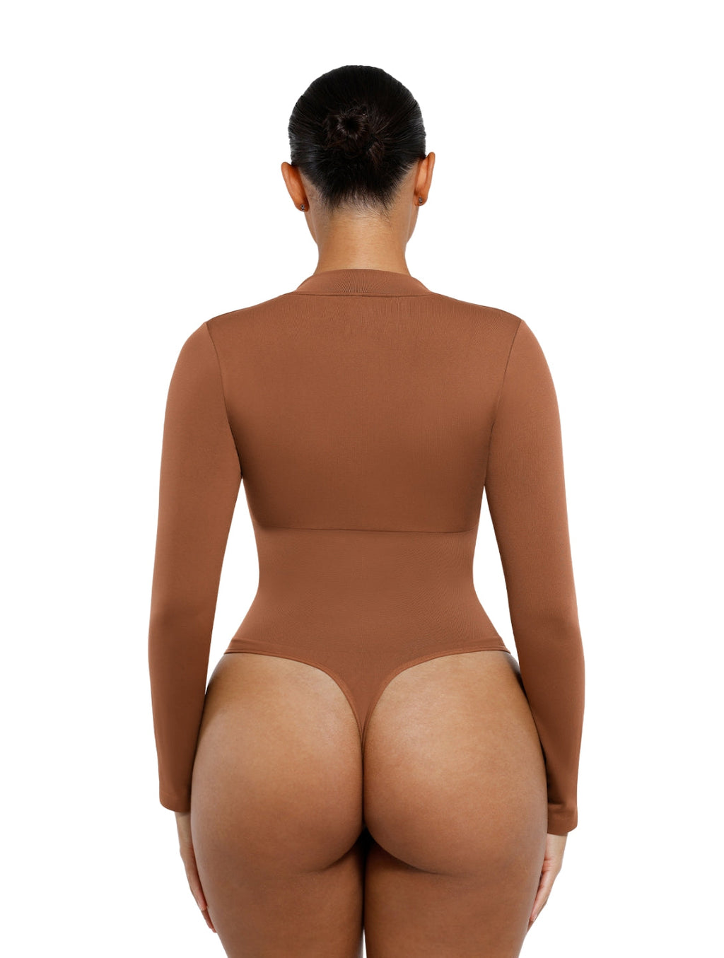 Zip-Front Plunge V-Neck Bodysuit