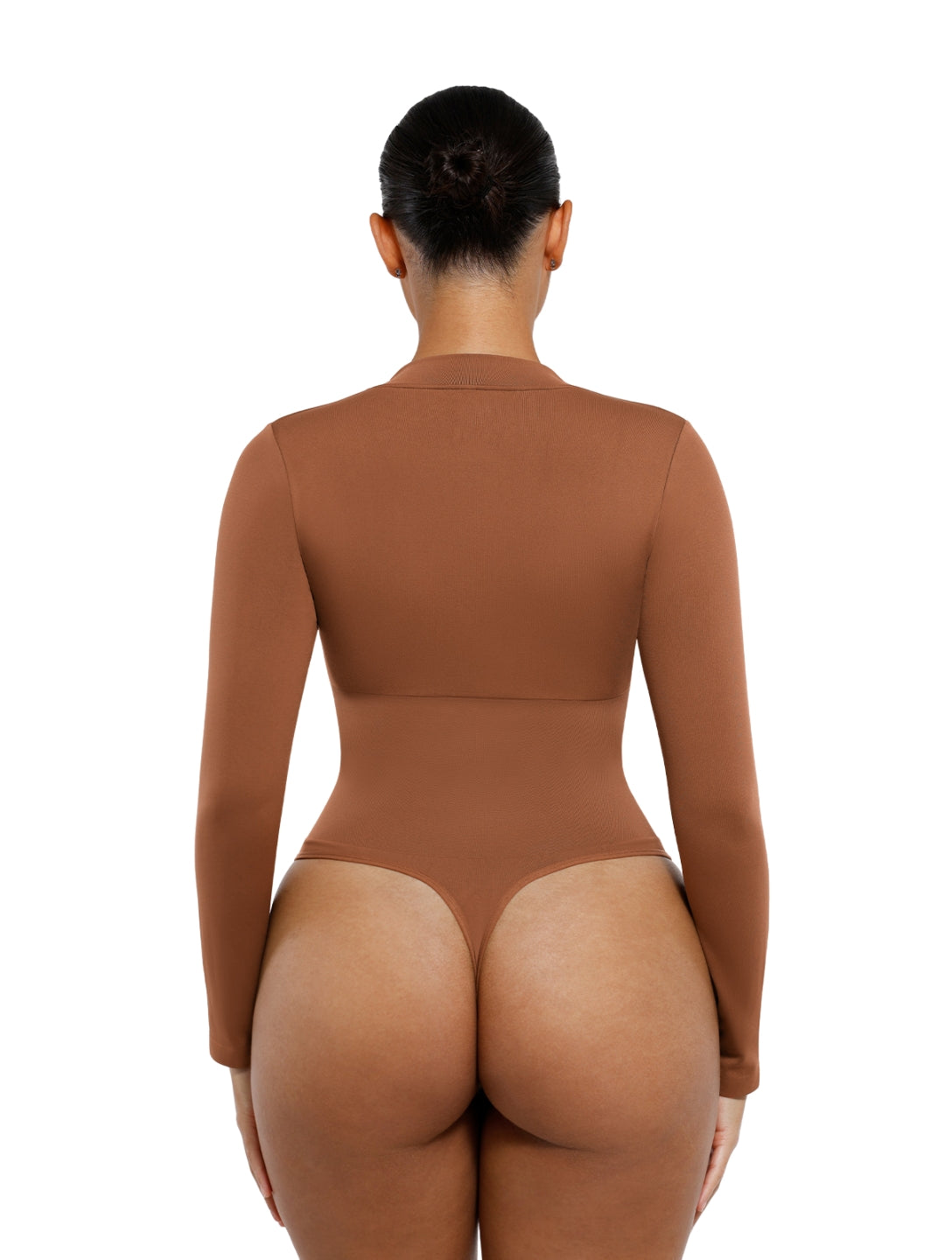 Zip-Front Plunge V-Neck Bodysuit