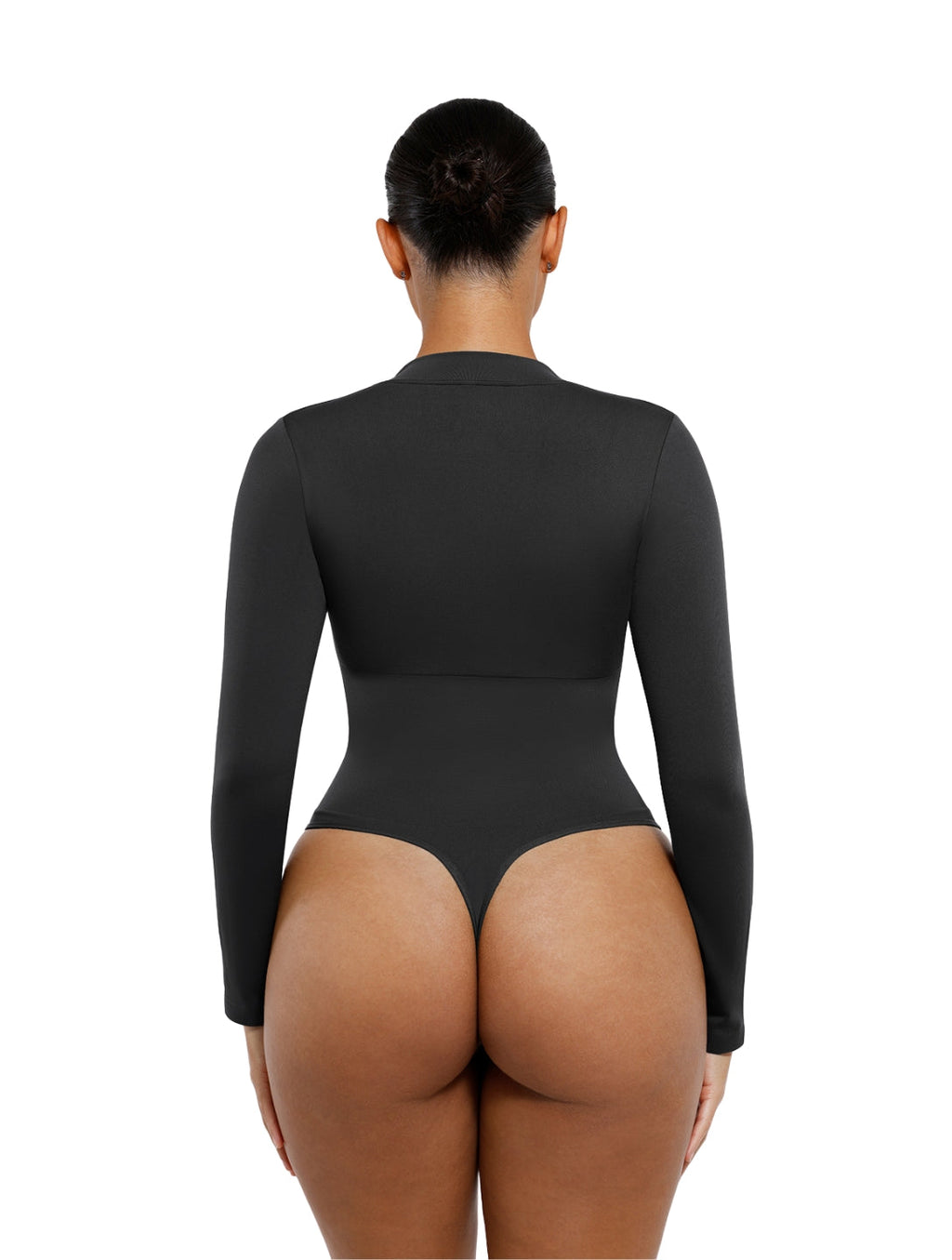 Zip-Front Plunge V-Neck Bodysuit