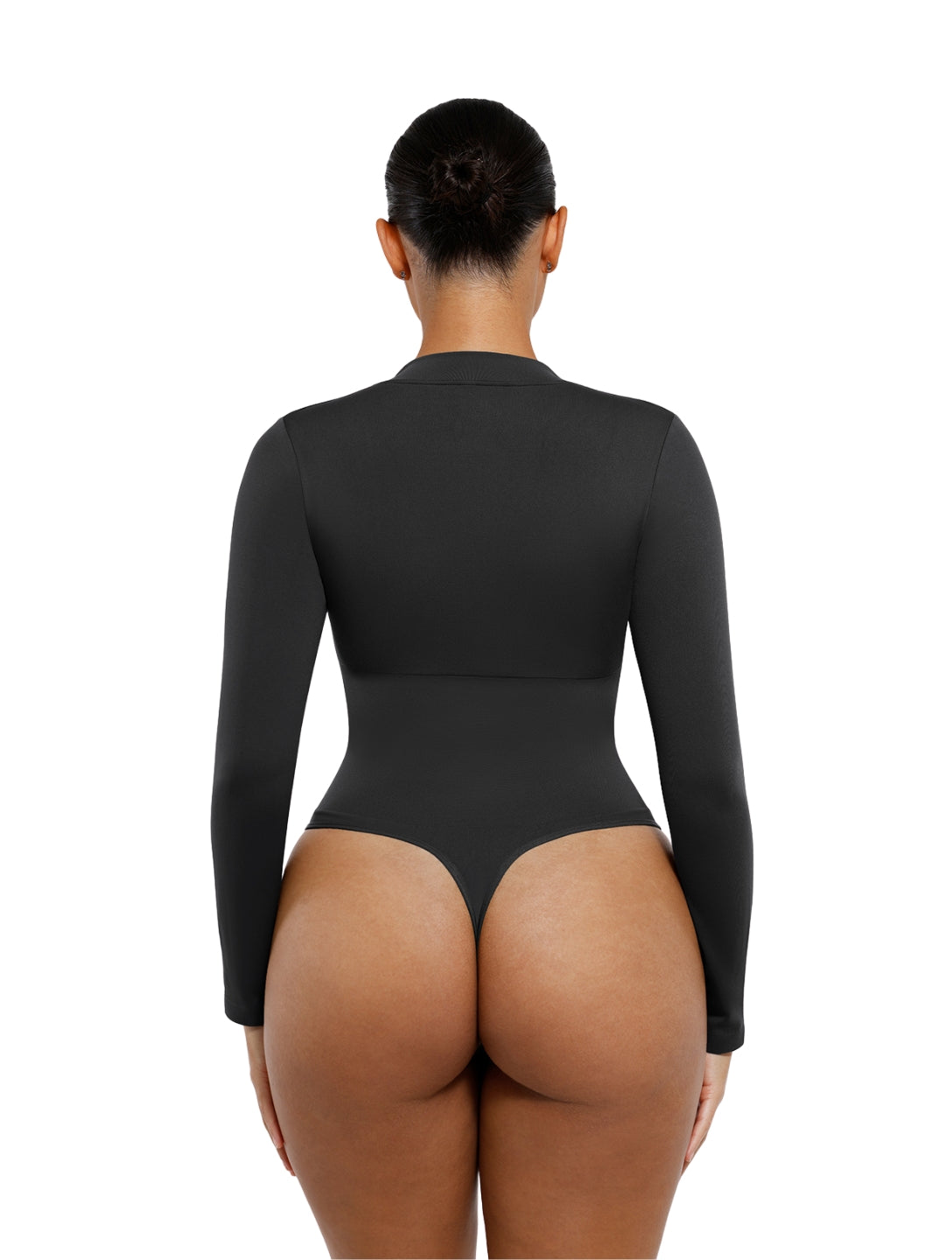 Zip-Front Plunge V-Neck Bodysuit