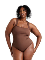 Ribbed Square-Neck Shaping Bodysuit