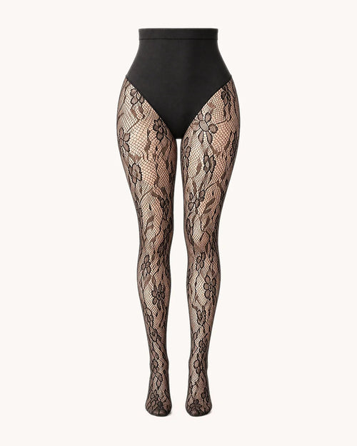 Almond Floral Lace Shaping Tights