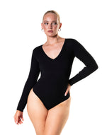 Long-Sleeve Open-Neck Bodysuit