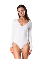 Long-Sleeve Open-Neck Bodysuit