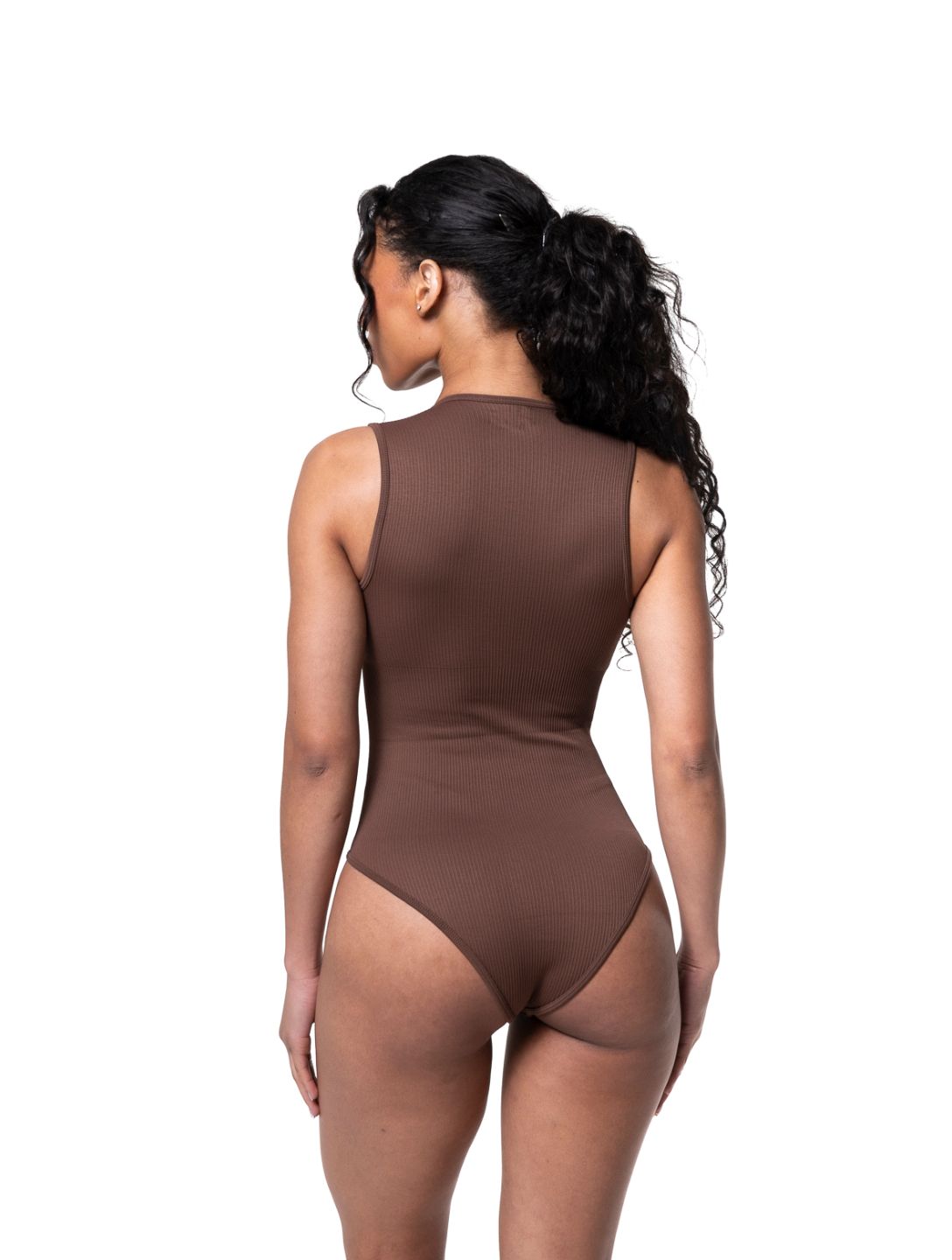 Ribbed Square-Neck Shaping Bodysuit
