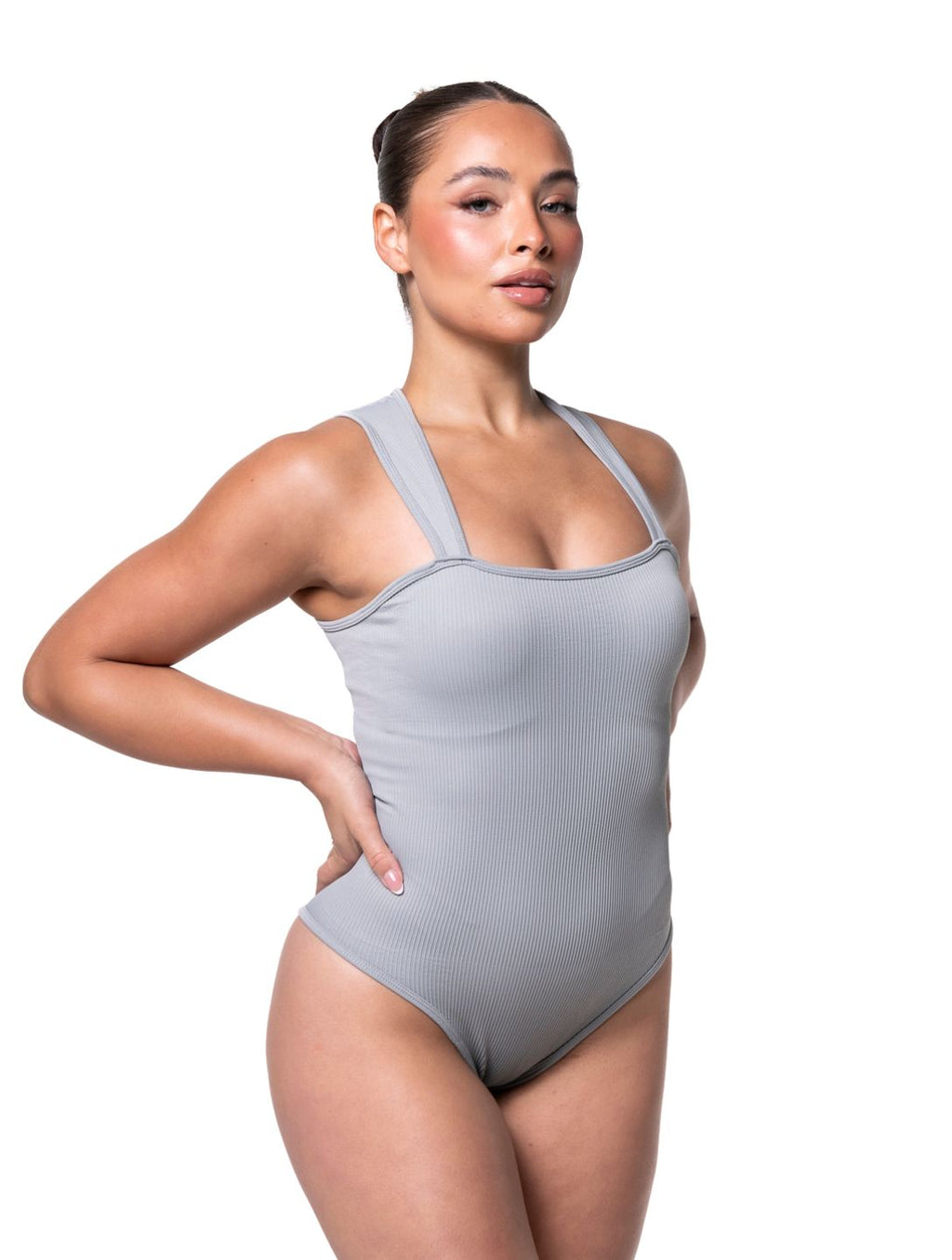 Ribbed Square-Neck Shaping Bodysuit