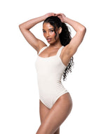 Ribbed Square-Neck Shaping Bodysuit