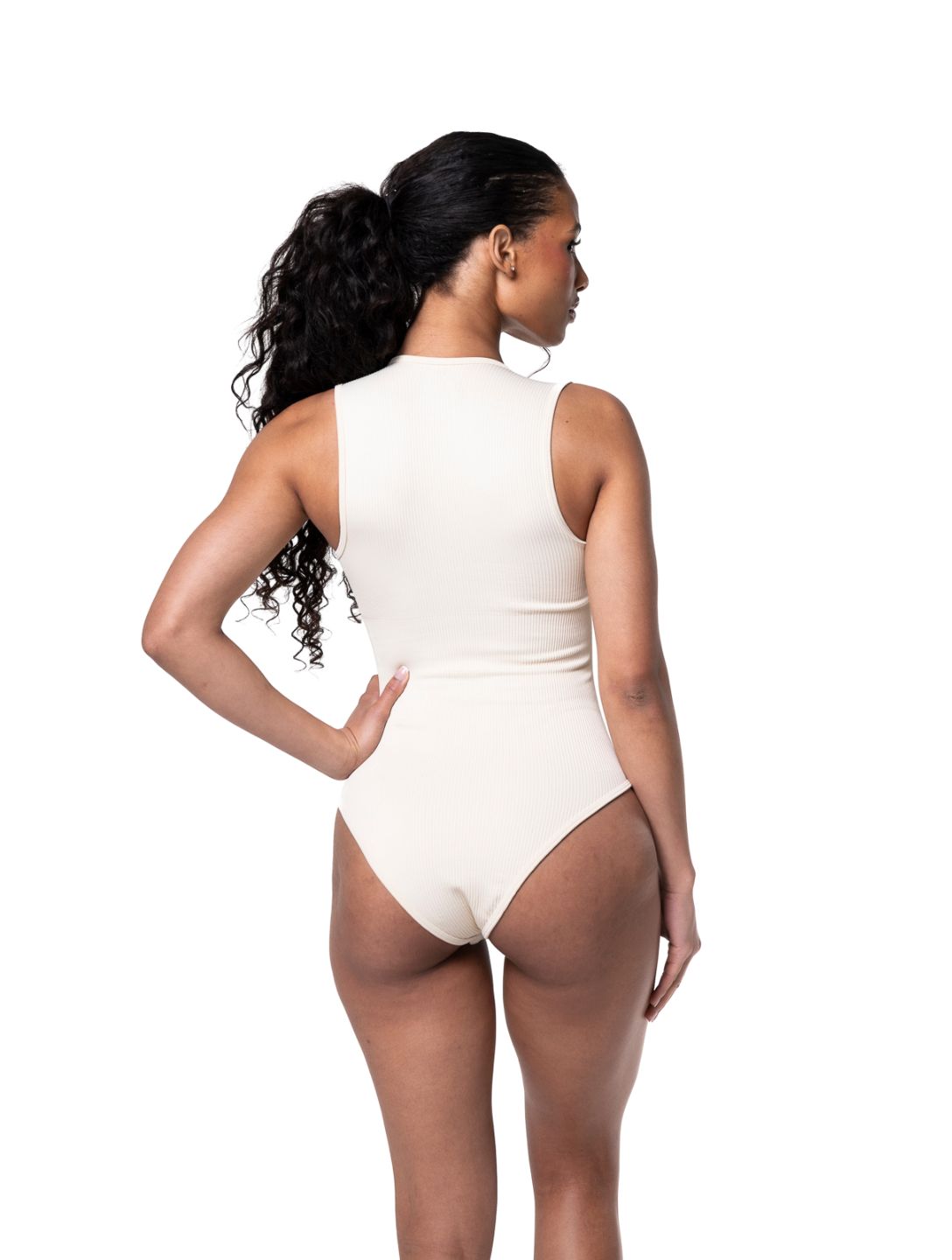 Ribbed Square-Neck Shaping Bodysuit