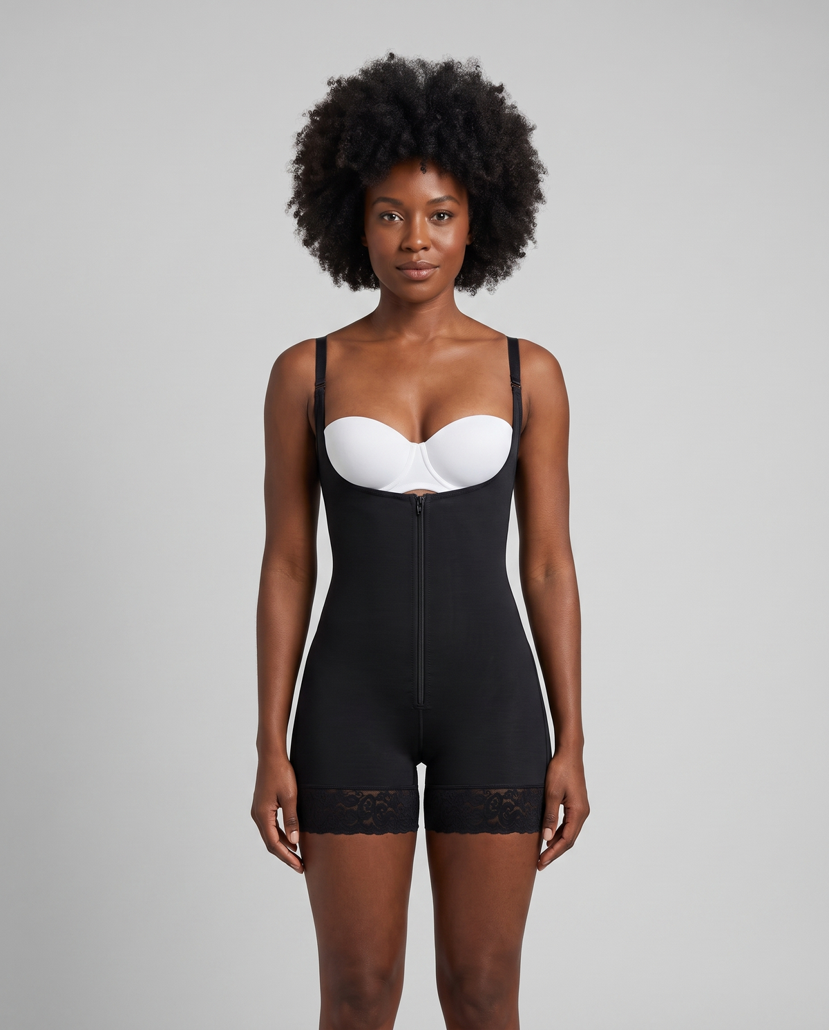 Body Buste Ouvert Almond - Noir - face droite