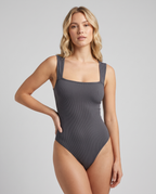 Body Côtelé Almond - Gris - 3/4 face