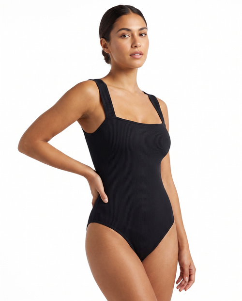 Body Côtelé Almond - Noir - 3/4 face