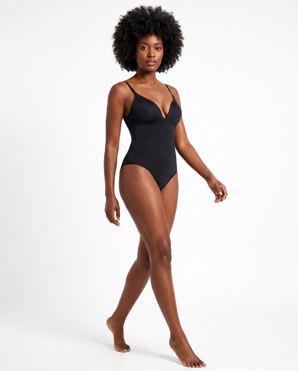 Body Sculptant Col V Almond - Noir - En mouvement