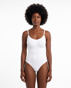 Almond Shaping Thong Bodysuit - White - Front