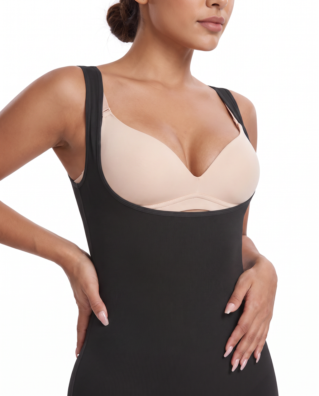 Body String Gaine Almond - Noir - Gros plan taille