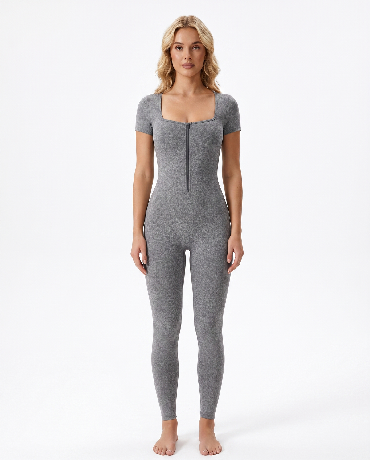 Combinaison Manches Courtes Almond - Gris Chine - Face