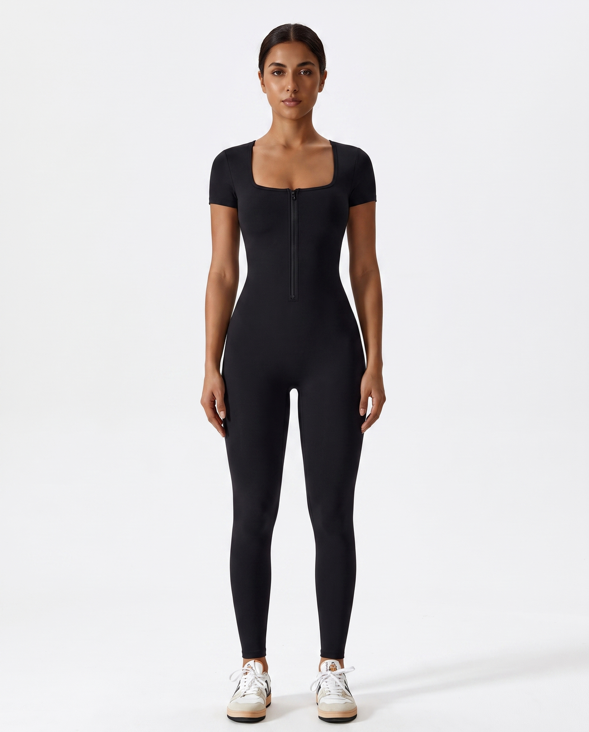 Combinaison Manches Courtes Almond - Noir - Face