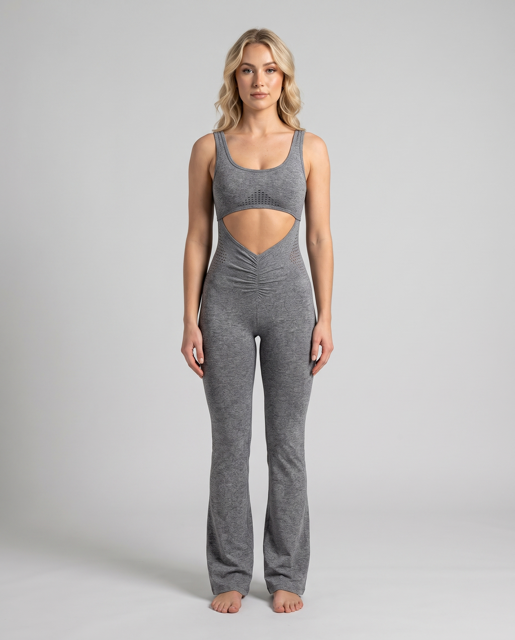 Combinaison Yoga Ajouree Almond - Gris Chine - Face