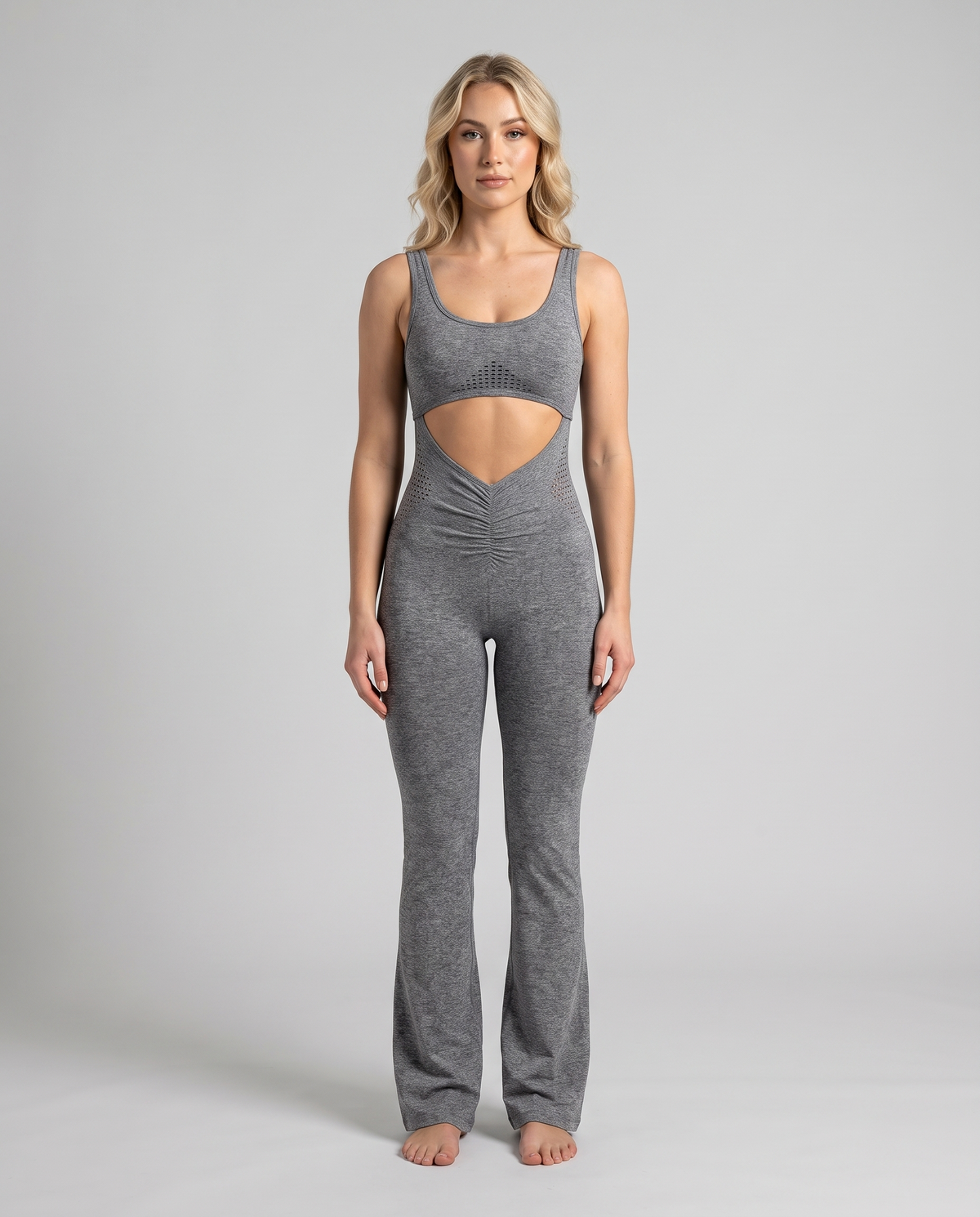 Combinaison Yoga Ajouree Almond - Gris Chine - Face