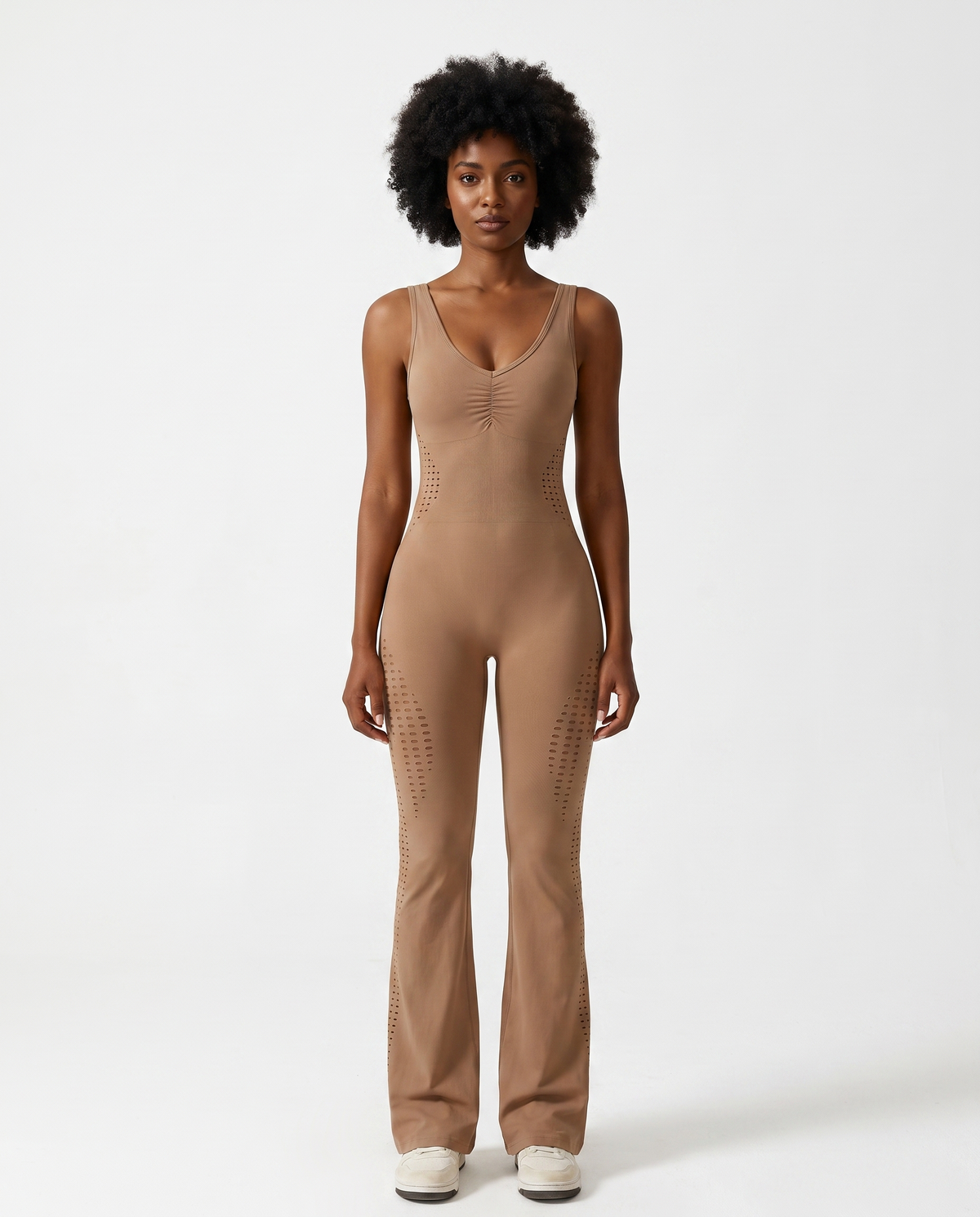 Combinaison Yoga Ajouree Almond - Marron Clair - Face