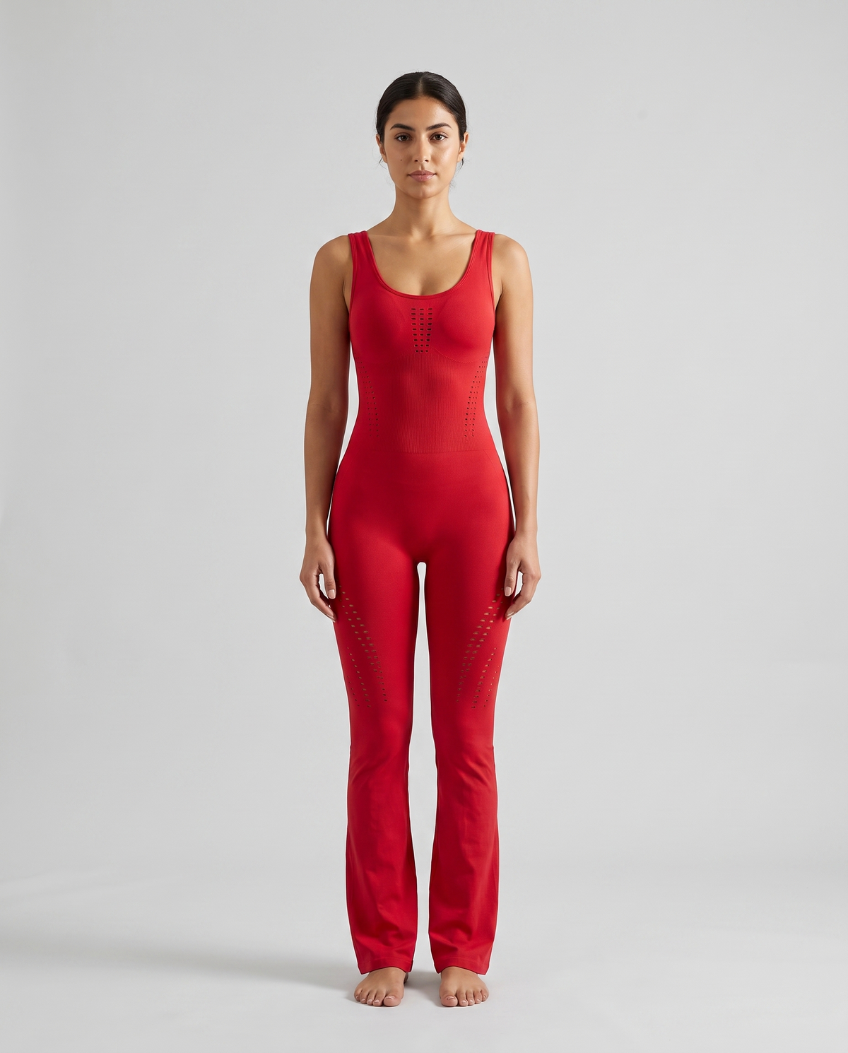 Combinaison Yoga Ajouree Almond - Rouge - Face