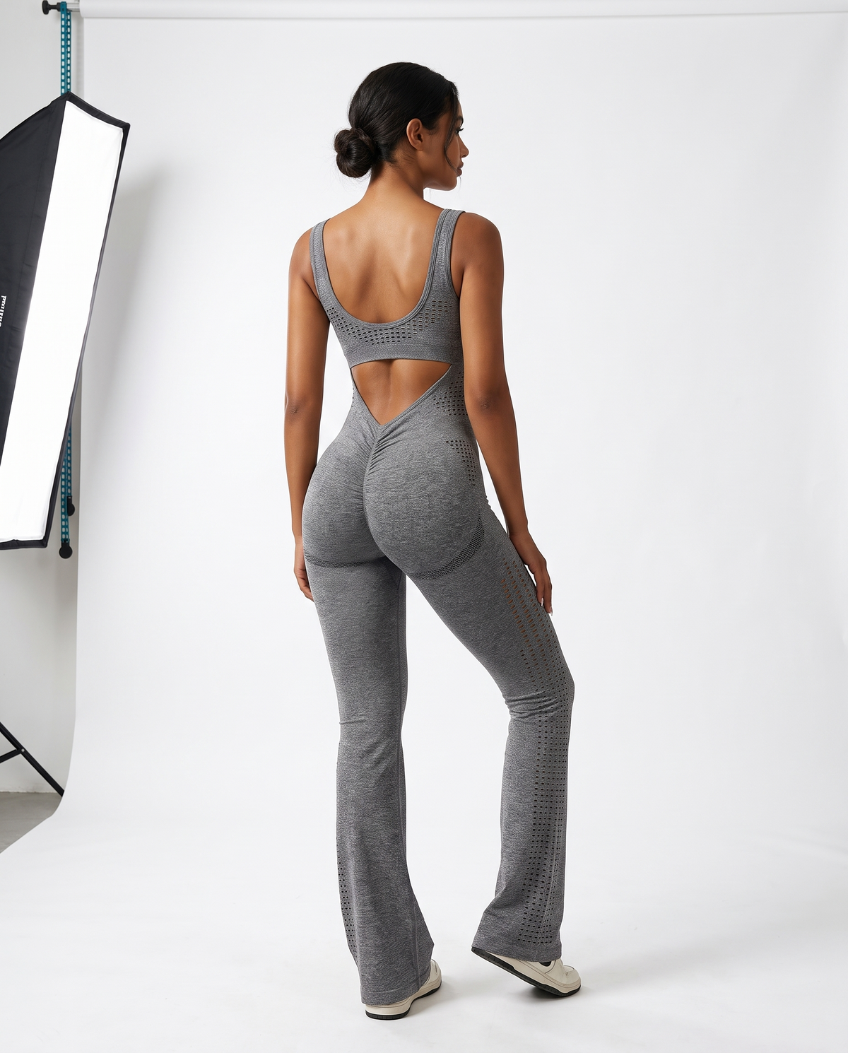 Combinaison Yoga Ajouree Almond - Gris Chine - Dos