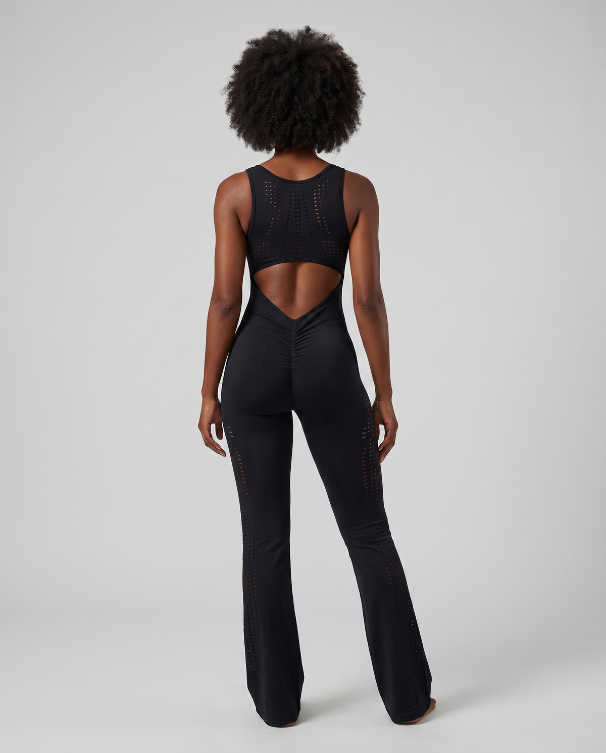 Combinaison Yoga Ajouree Almond - Noir - Dos