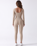 Combinaison Yoga Manches Longues Almond - Beige - Dos