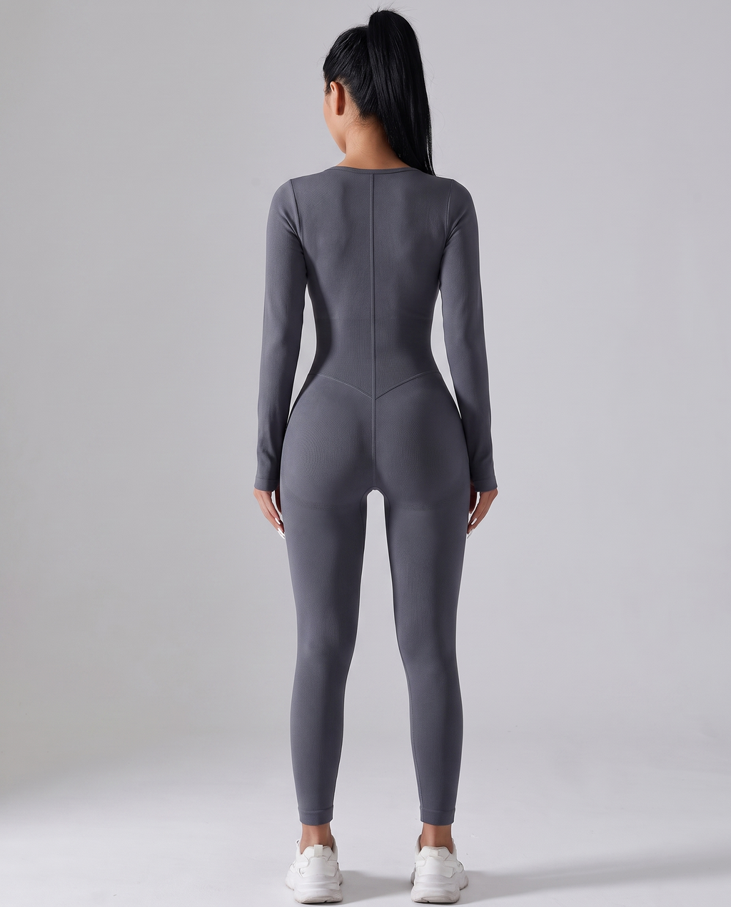 Combinaison Yoga Manches Longues Almond - Gris - Dos