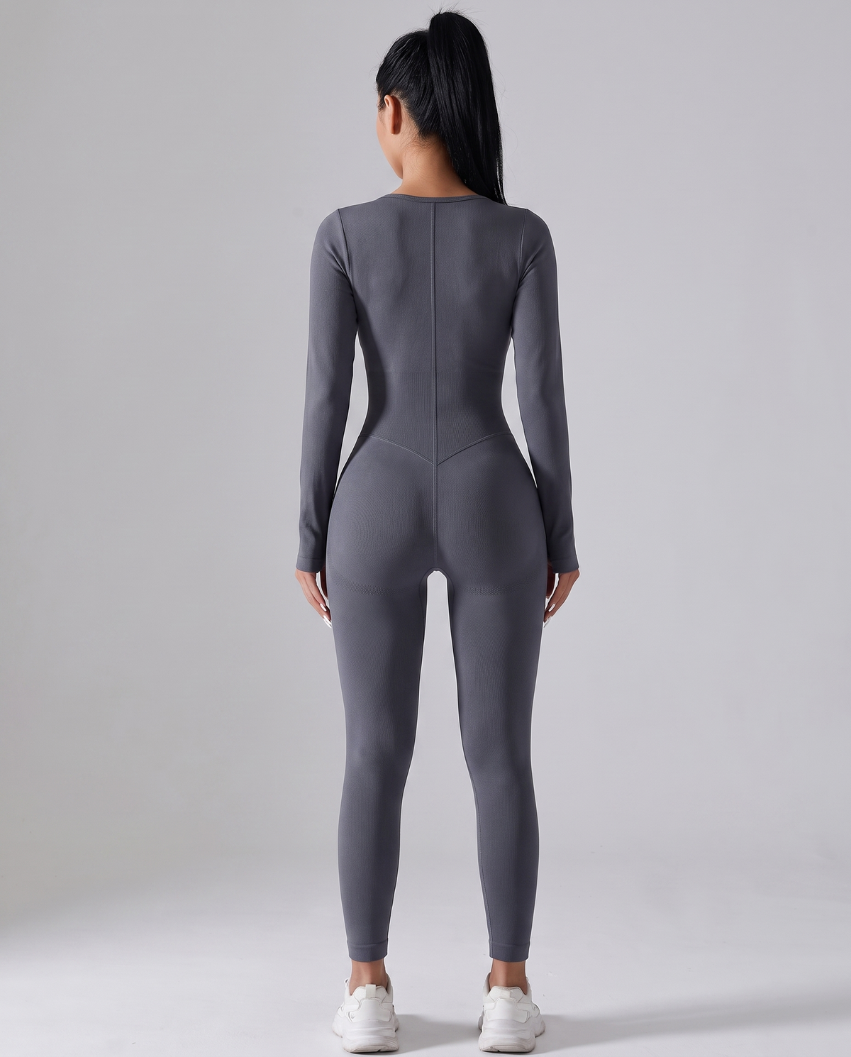 Combinaison Yoga Manches Longues Almond - Gris - Dos