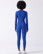 Combinaison Yoga Manches Longues Almond - Bleu Klein - Dos