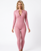 Almond Long-Sleeve Jumpsuit - Pink - Front