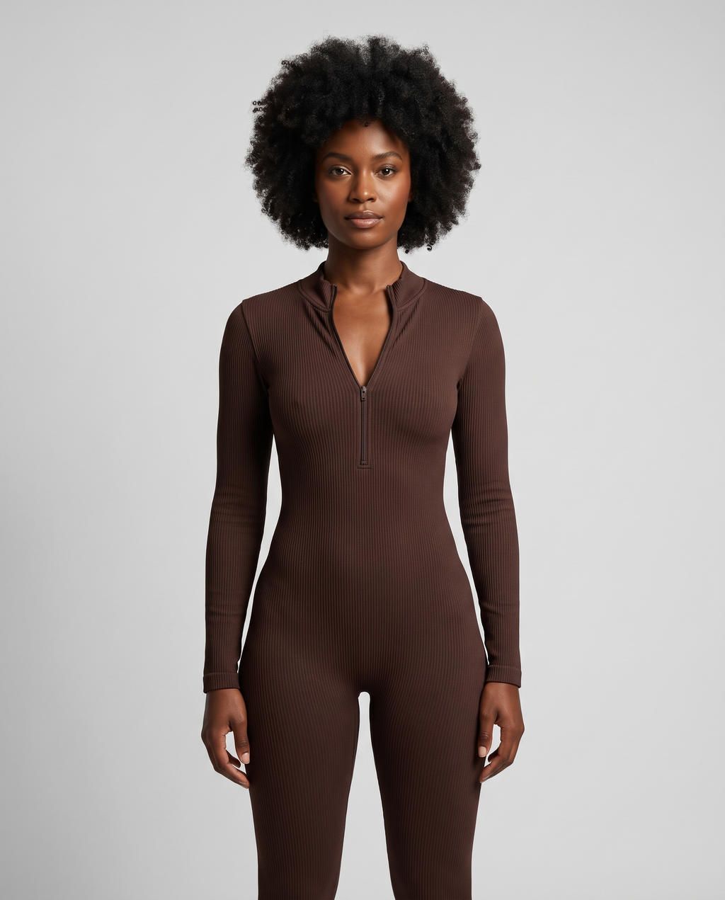 Combinaison Manches Longues Almond - Marron Fonce - Face