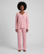 Almond Two-Piece Loungewear Set - Pink - Front