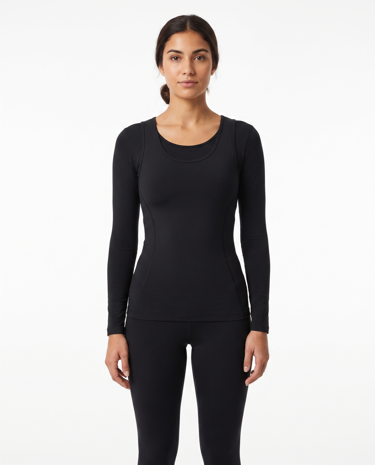 Debardeur et Cami Sculptant Almond - Noir - Face