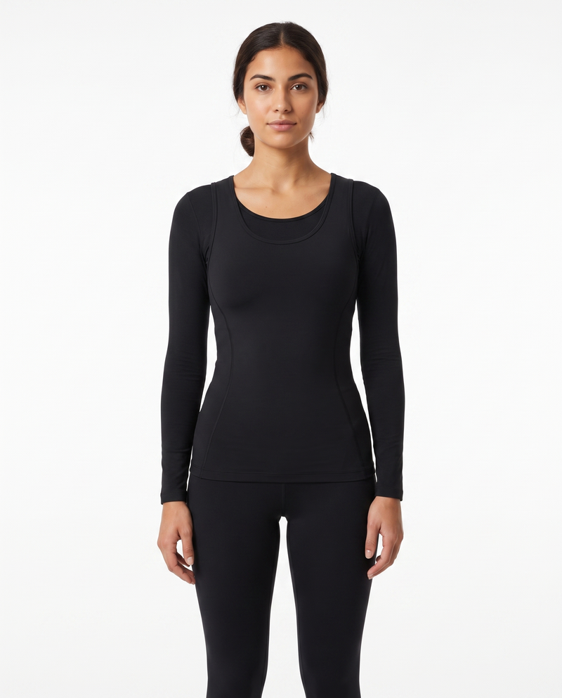 Debardeur et Cami Sculptant Almond - Noir - Face