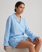 Ensemble Pyjama en Coton avec Col Chemise - Bleu