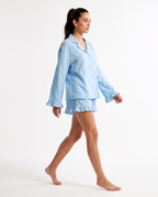 Ensemble Pyjama en Coton avec Col Chemise - Bleu