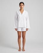 Ensemble Pyjama en Coton avec Col Chemise - Blanc