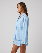 Ensemble Pyjama en Coton avec Col Chemise - Bleu