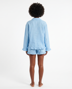 Ensemble Pyjama en Coton avec Col Chemise - Bleu