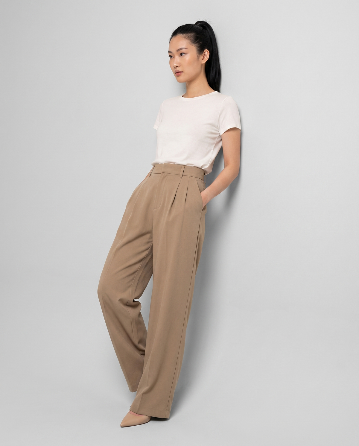 Pantalon à Jambes Larges - Kaki