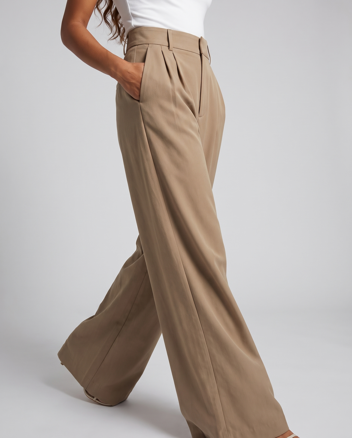 Pantalon à Jambes Larges - Kaki