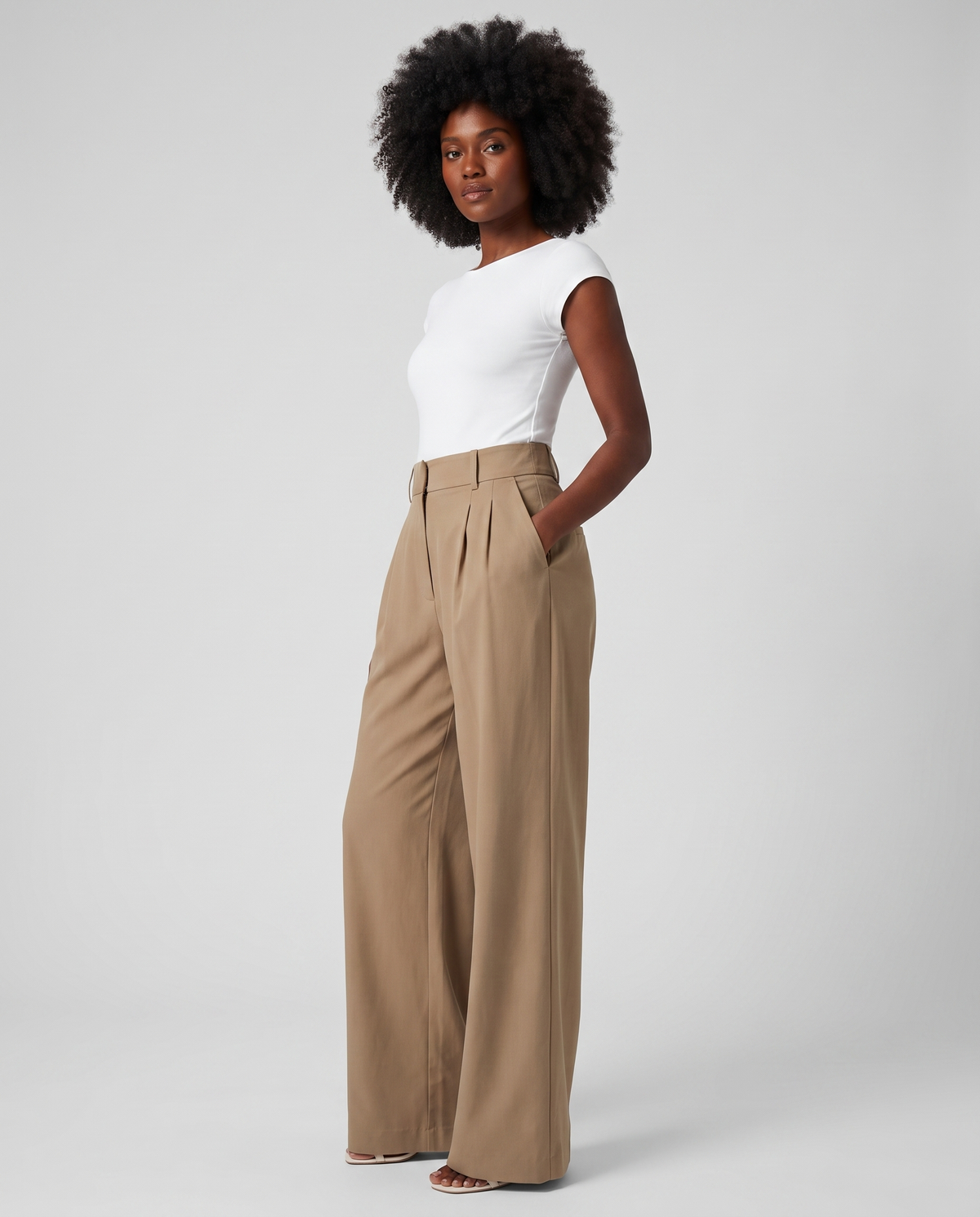 Pantalon à Jambes Larges - Kaki