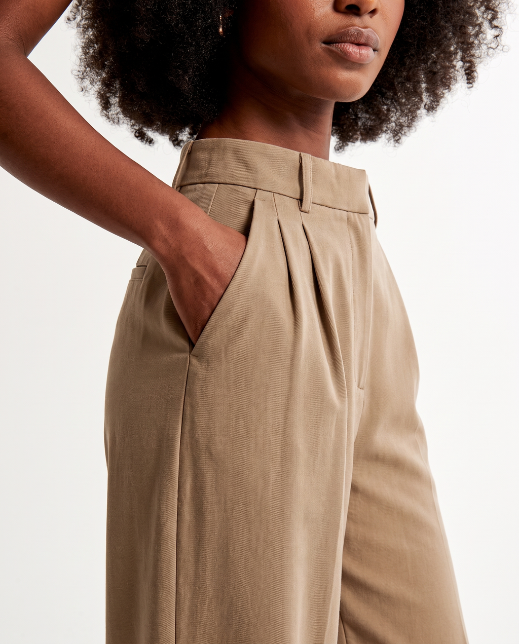 Pantalon à Jambes Larges - Kaki